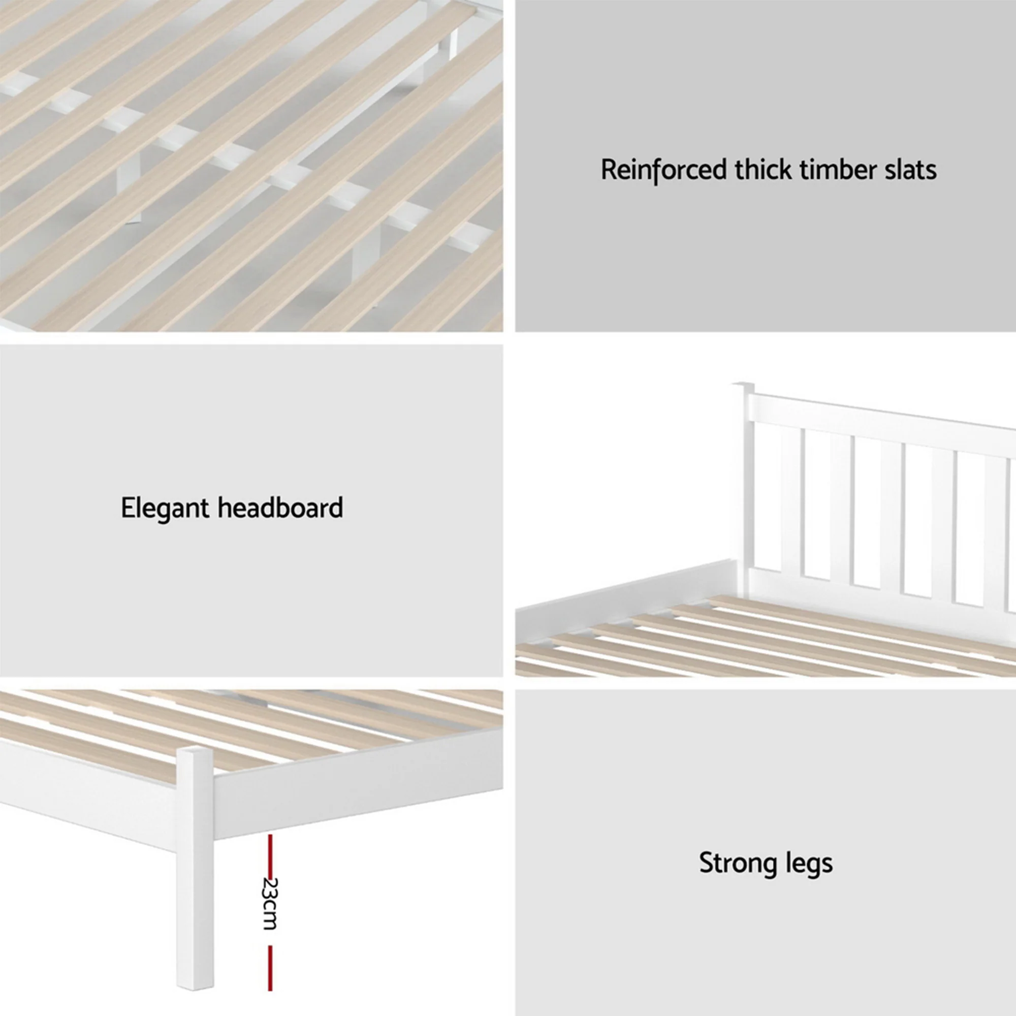 Artiss Bed Frame King Single Size Wooden White SOFIE - Image 7