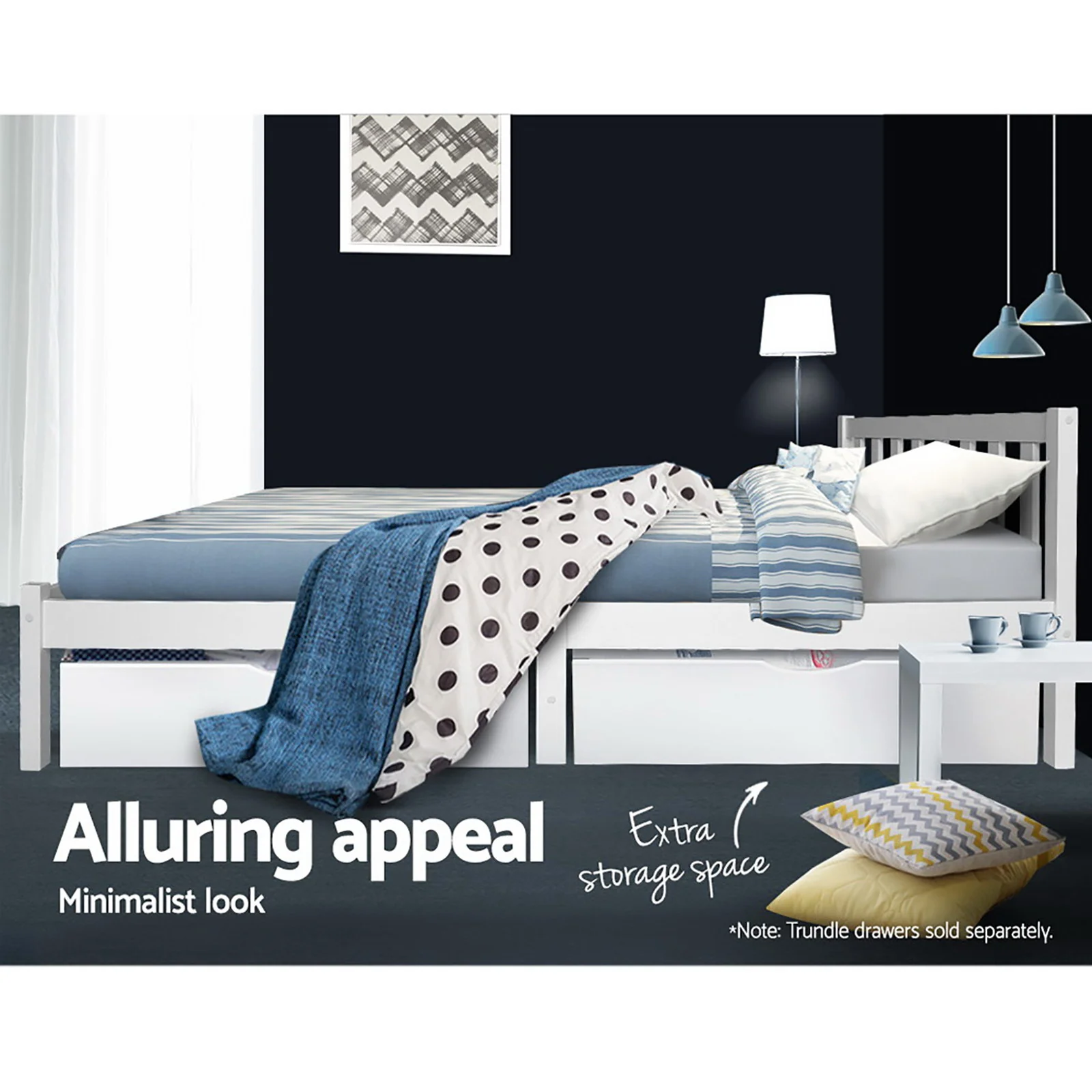 Artiss Bed Frame King Single Size Wooden White SOFIE - Image 8