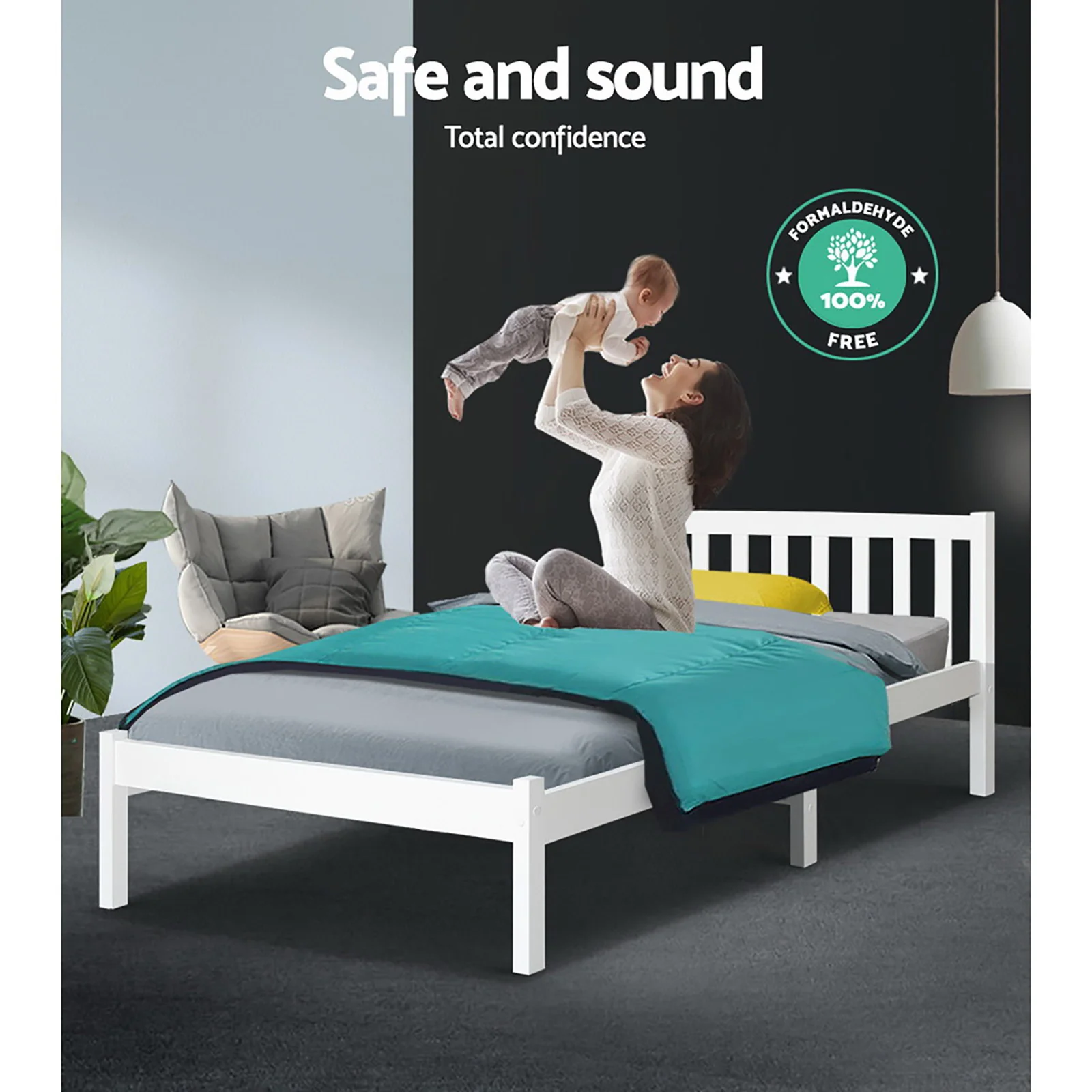 Artiss Bed Frame King Single Size Wooden White SOFIE - Image 9
