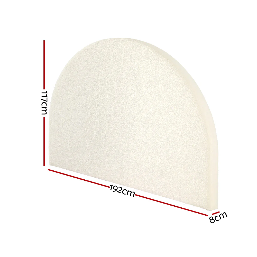 Artiss Bed Head Headboard Bed Frame King Boucle - GREI White - Image 2