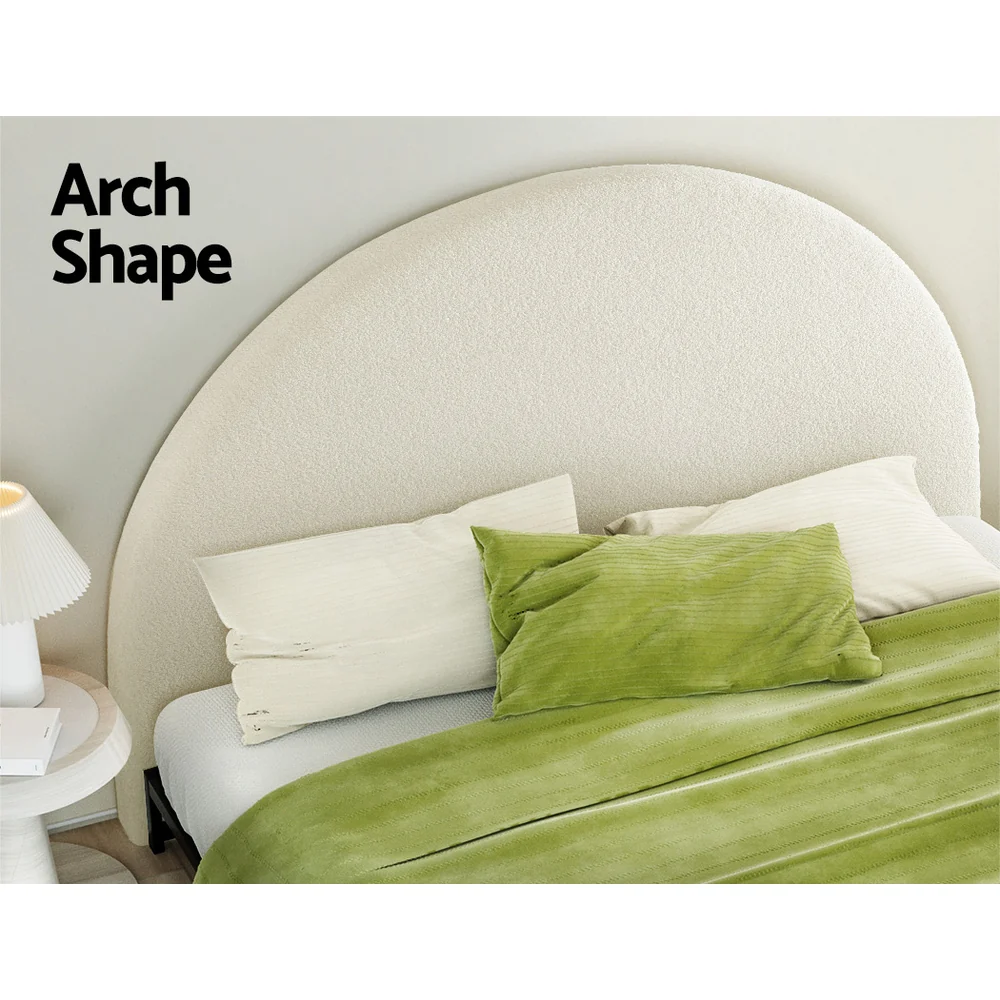 Artiss Bed Head Headboard Bed Frame King Boucle - GREI White - Image 4