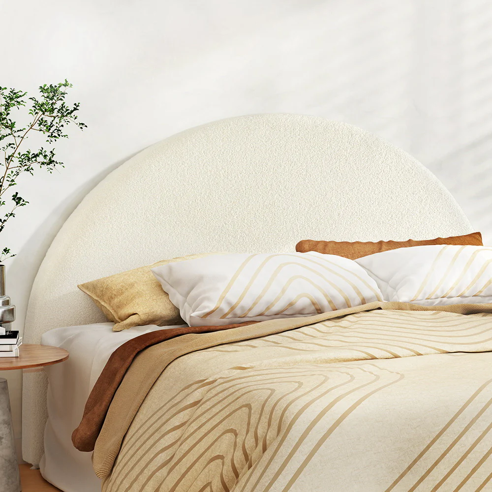 Artiss Bed Head Headboard Bed Frame King Boucle - GREI White - Image 7