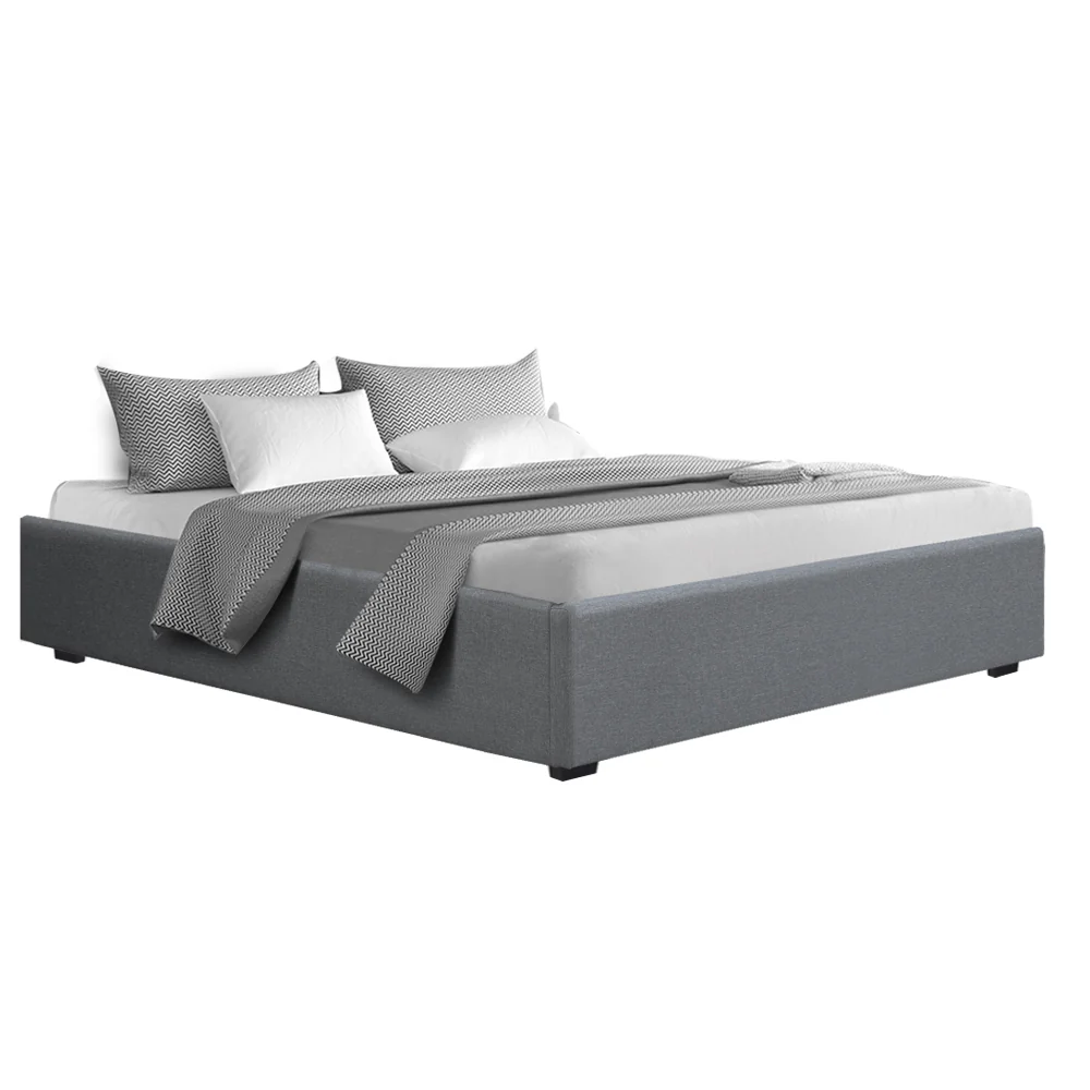 Artiss Bed Frame King Size Gas Lift Base Grey TOKI - Image 2