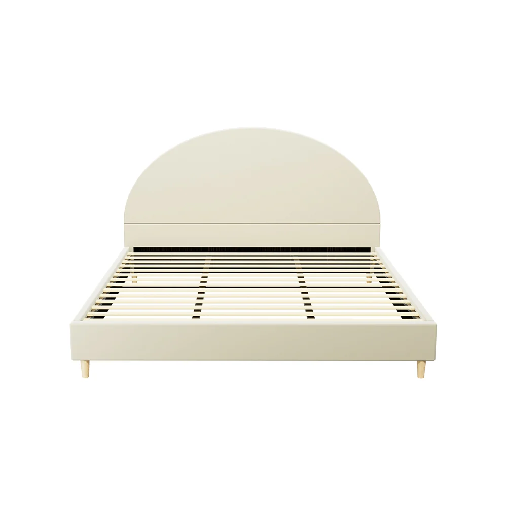 Artiss Bed Frame King Size Velvet Cream ELLA - Image 3