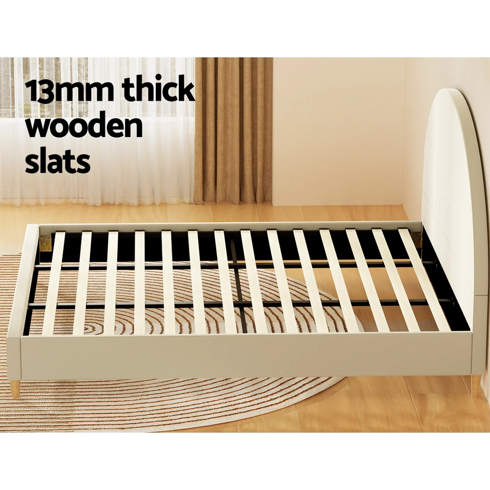 Artiss Bed Frame King Size Velvet Cream ELLA - Image 5