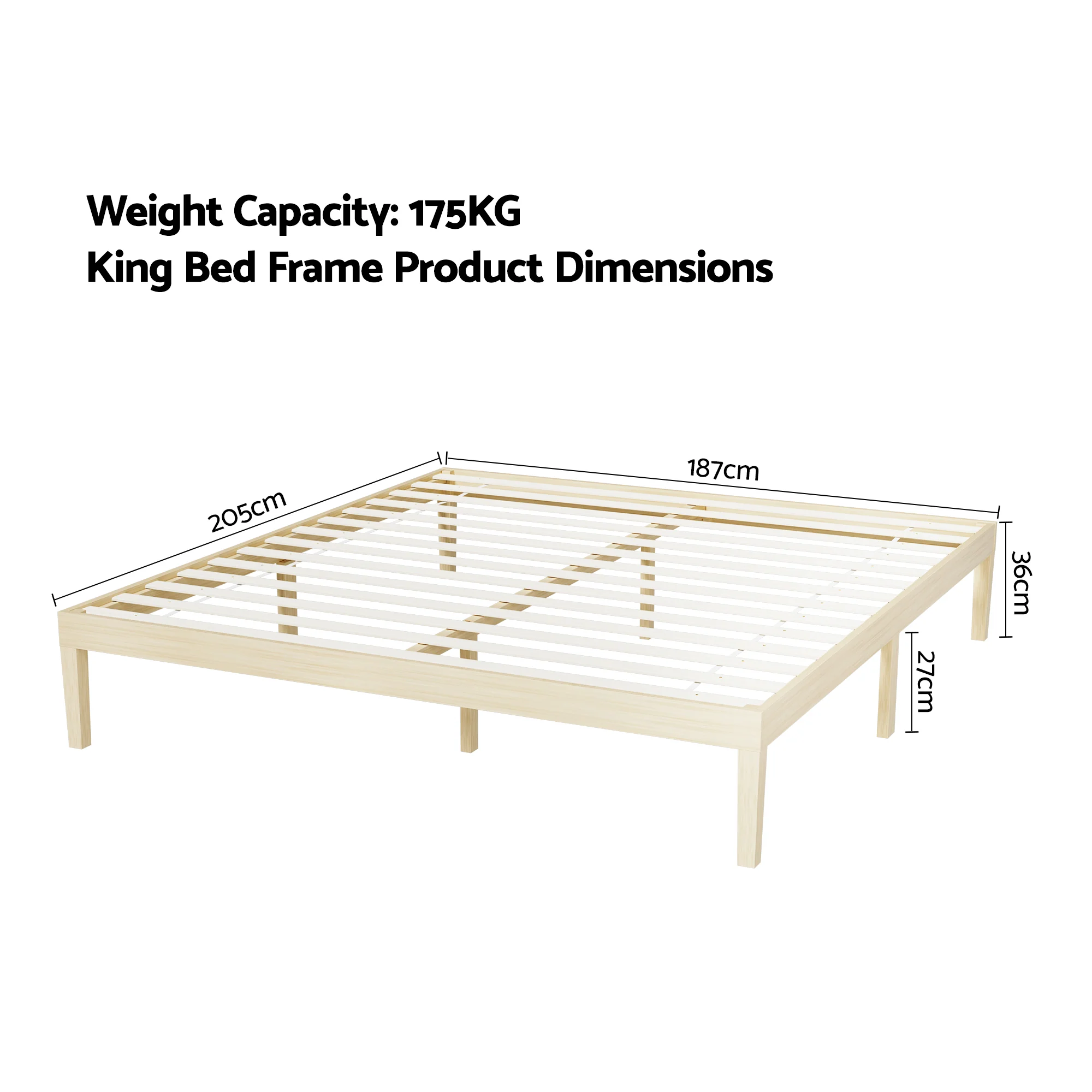 Artiss Bed Frame King Size Wooden Bed Base BRUNO - Image 3