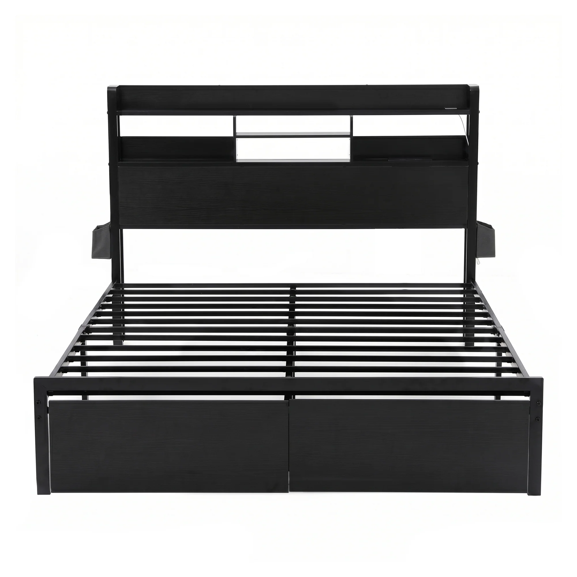 Artiss Bed Frame King with Charging Station Storage Organizer Drawers LED ZAC - Image 4