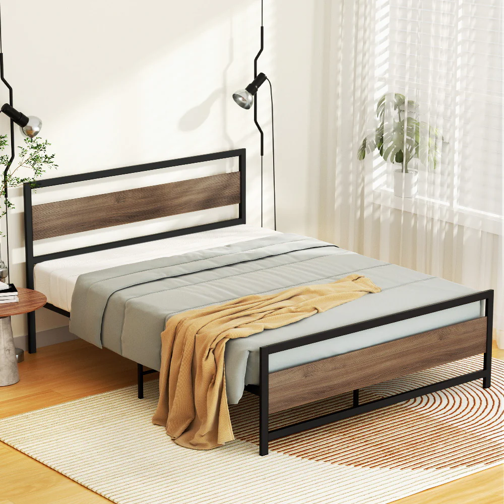 Artiss Bed Frame Queen Size Metal Base Mattress Platform Foundation Black DREW - Image 7