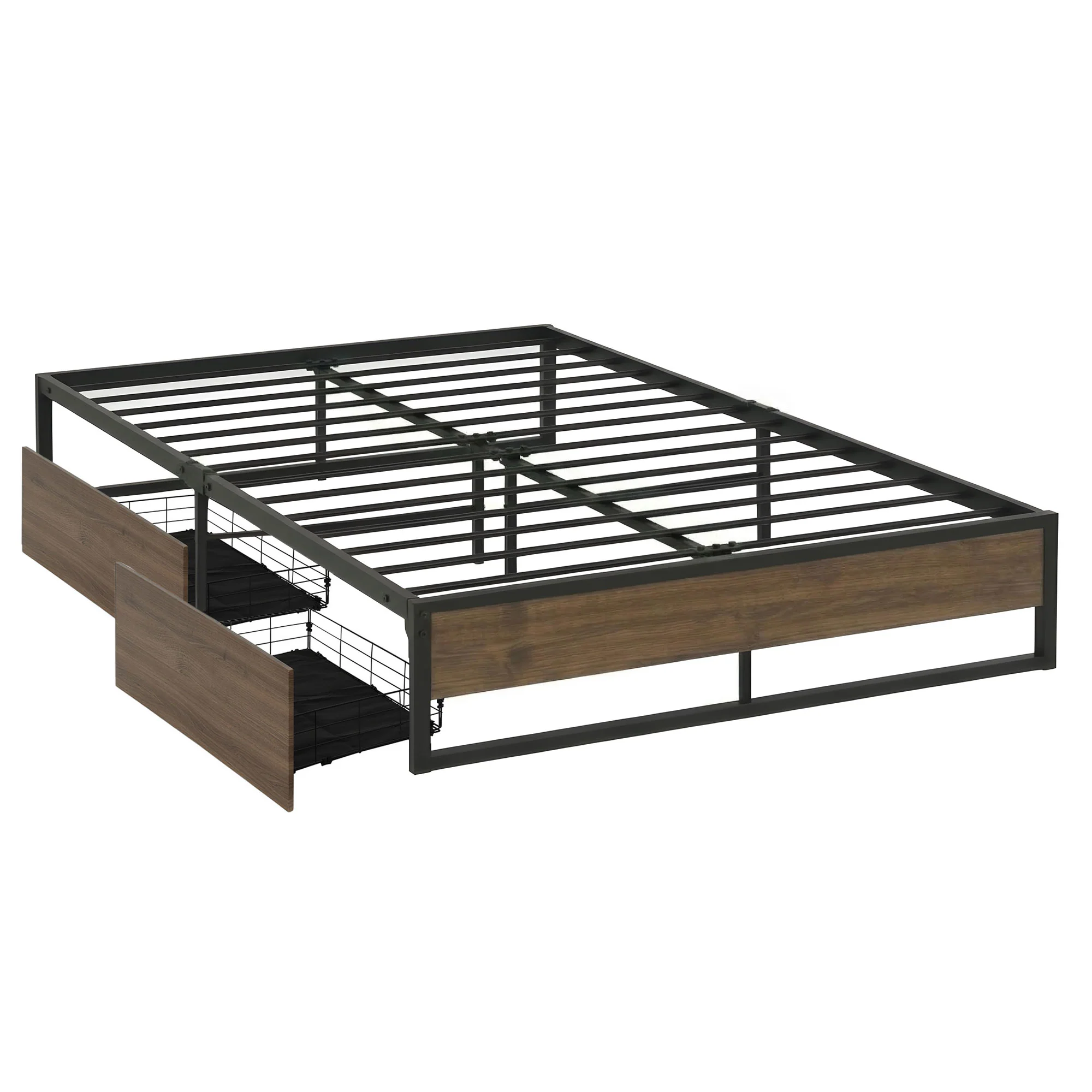 Artiss Bed Frame Metal Frame Double Size Bed Base 2 Drawers OSLO - Image 2