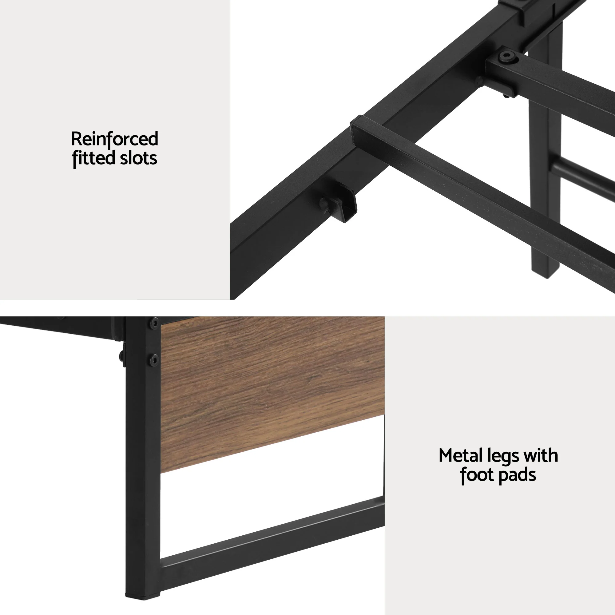 Artiss Bed Frame Metal Frame Queen Size Bed Base 2 Drawers OSLO - Image 7