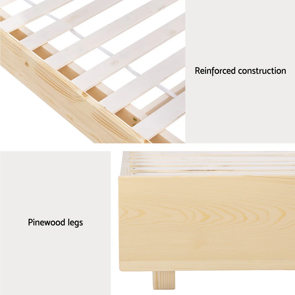 Artiss Bed Frame Queen Size Floating Wooden Mattress Base Platform Timber ODIN - Image 7