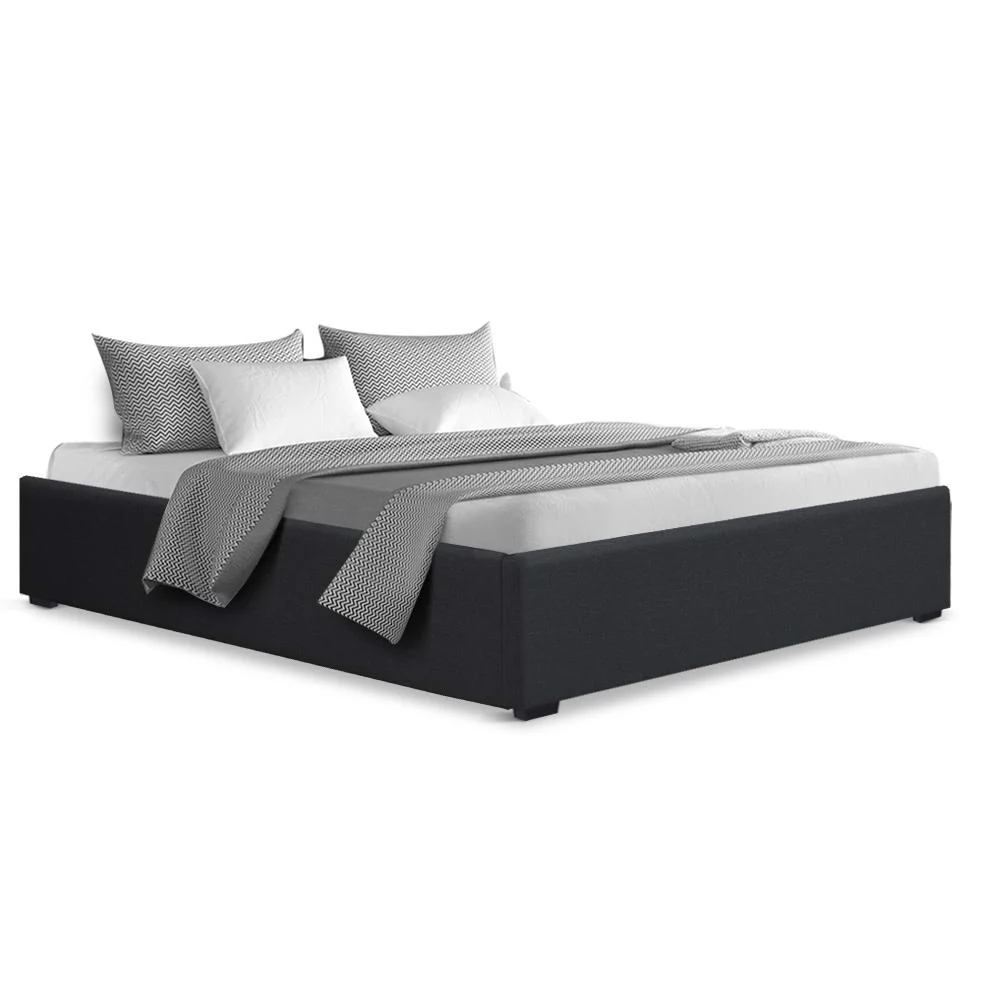 Artiss Bed Frame Queen Size Gas Lift Base Charcoal TOKI - Image 2