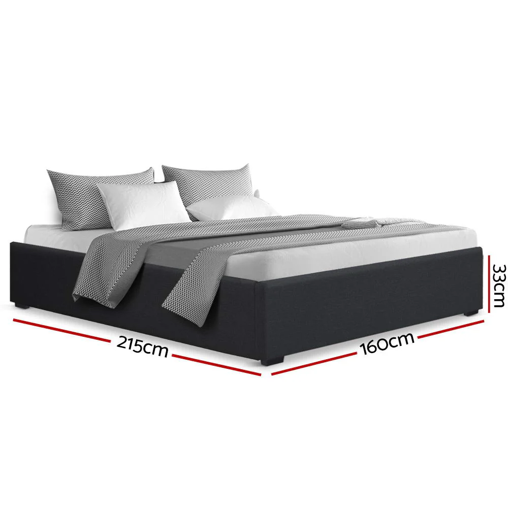 Artiss Bed Frame Queen Size Gas Lift Base Charcoal TOKI - Image 3