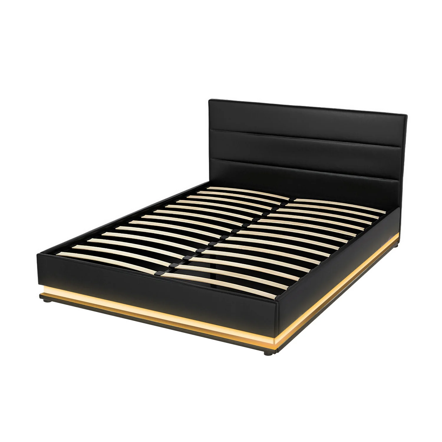 Artiss Bed Frame Queen Size LED Gas Lift Black LUMI - Image 2