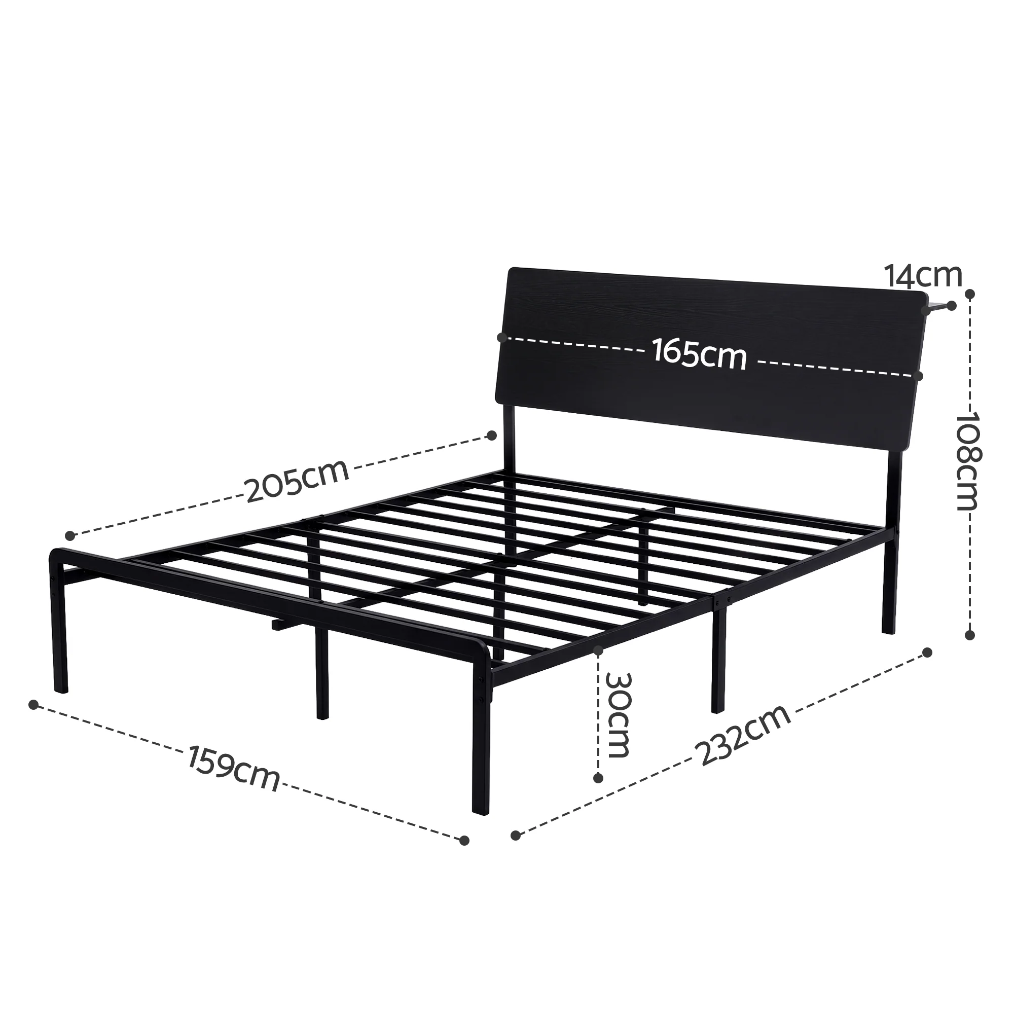 Artiss Bed Frame Queen Size LED Metal Bed Base with Charging Station LAN - Image 3