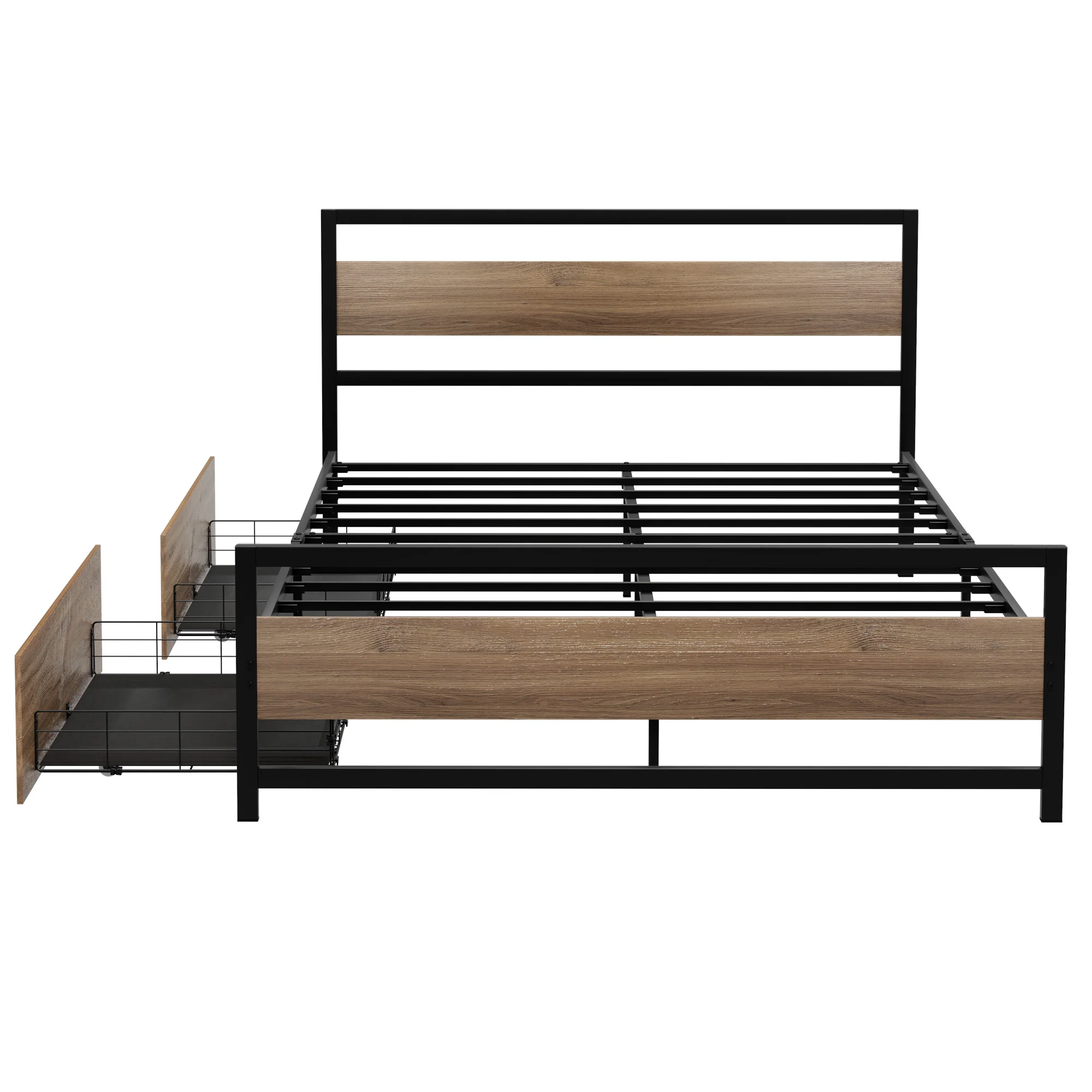 Artiss Bed Frame Queen Size Metal Frame with 2 Drawers DREW - Image 4