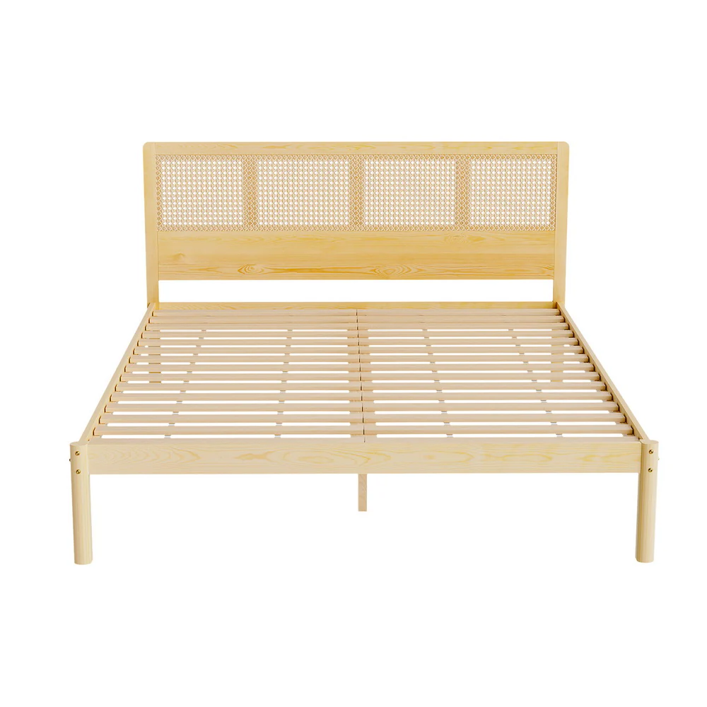 Artiss Bed Frame Queen Size Rattan Wooden RITA - Image 3