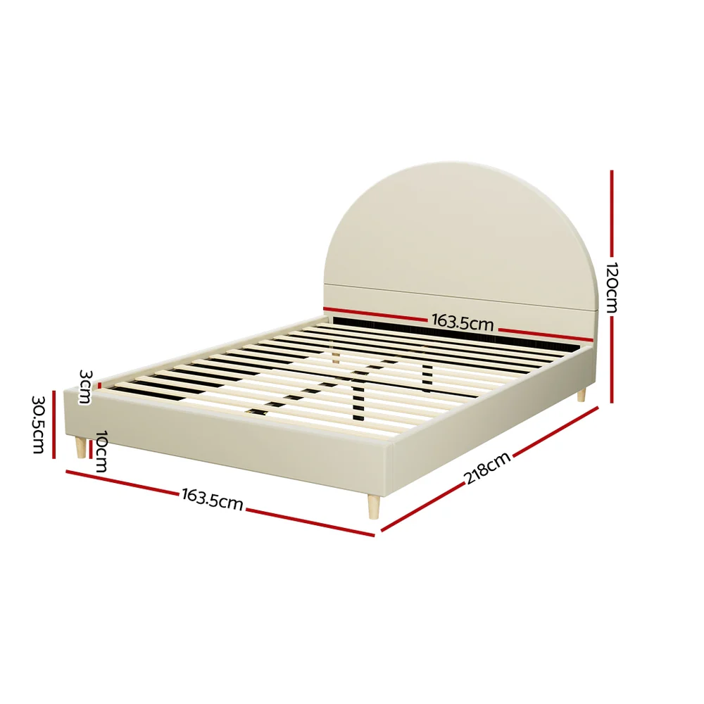 Artiss Bed Frame Queen Size Velvet Cream ELLA - Image 2