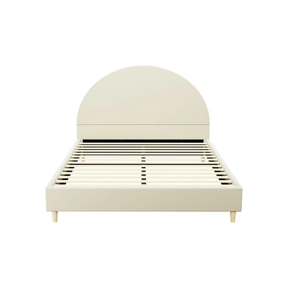 Artiss Bed Frame Queen Size Velvet Cream ELLA - Image 3