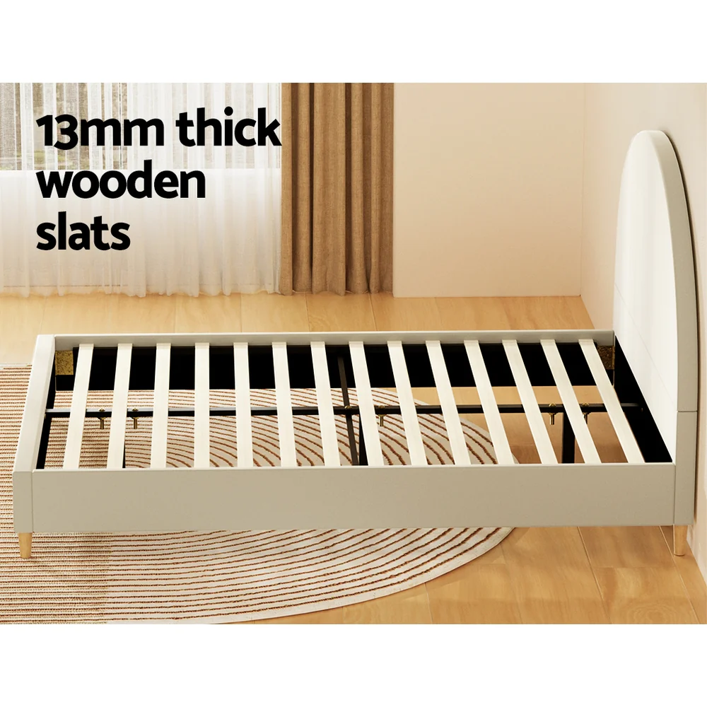 Artiss Bed Frame Queen Size Velvet Cream ELLA - Image 5