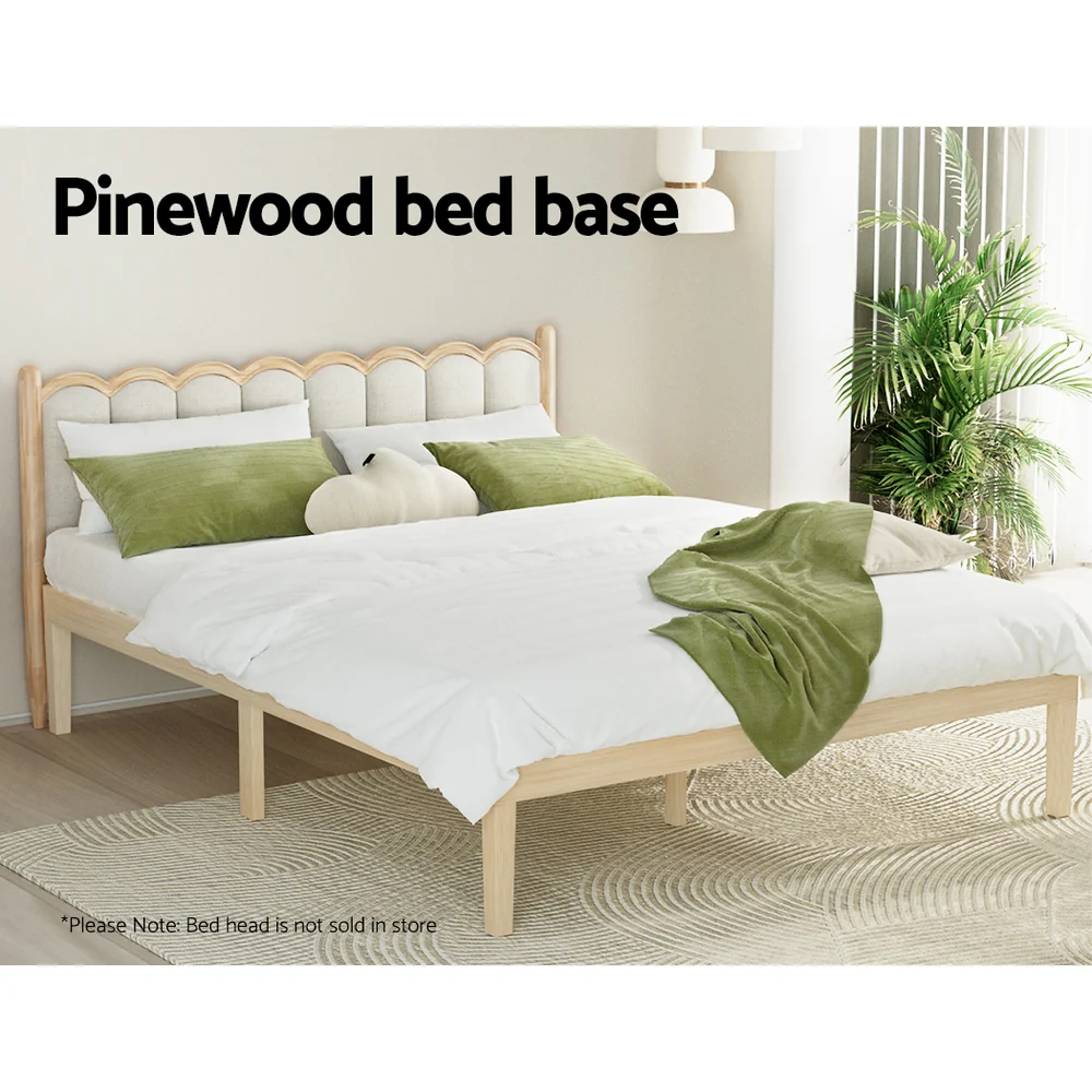 Artiss Bed Frame Queen Size Wooden Base Mattress Platform Timber Pine BRUNO - Image 4