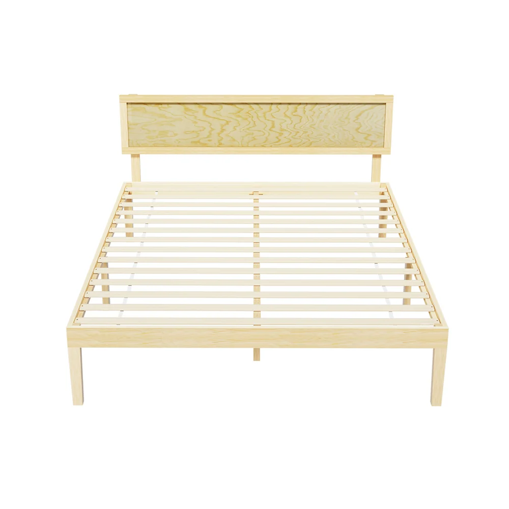 Artiss Bed Frame Queen Size Wooden Base Mattress Platform Timber Pine YUMI - Image 3