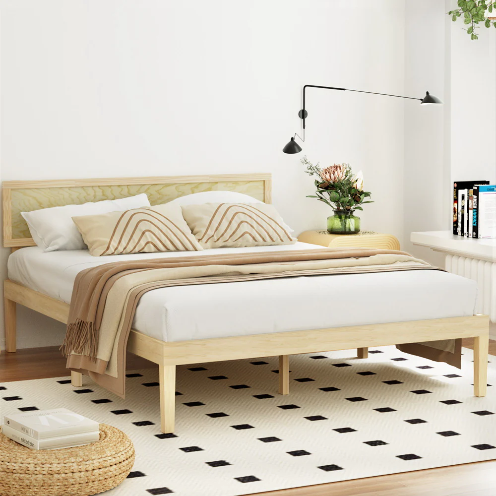 Artiss Bed Frame Queen Size Wooden Base Mattress Platform Timber Pine YUMI - Image 7