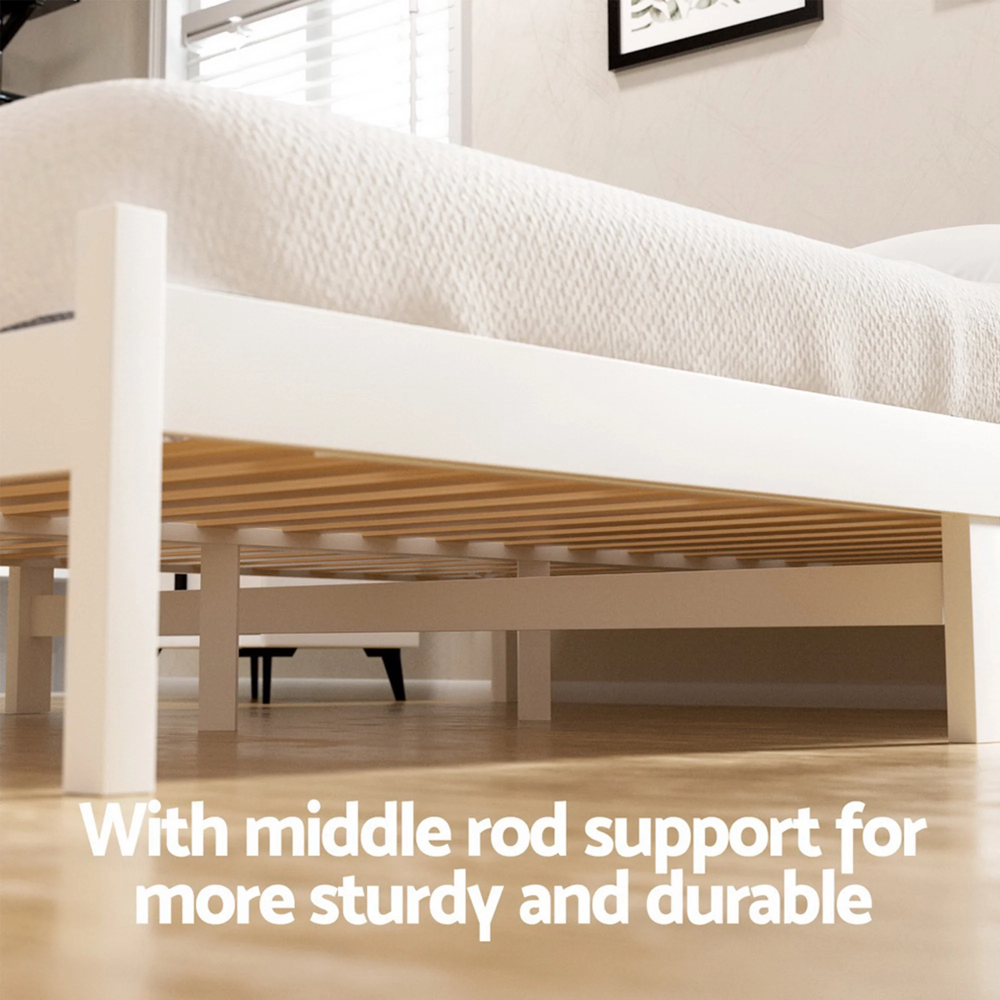 Artiss Bed Frame Queen Size Wooden Platform with 2 Storage Drawers White - Image 6