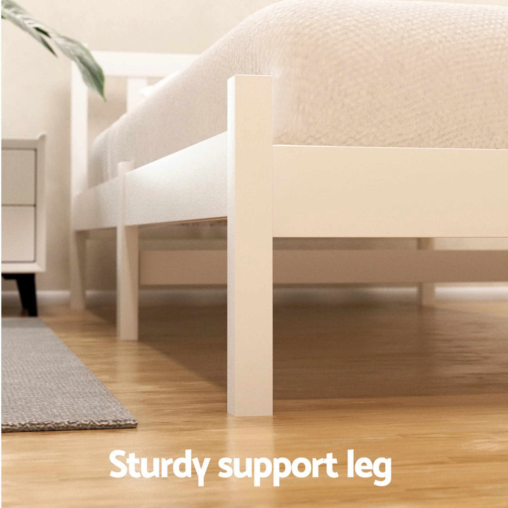 Artiss Bed Frame Queen Size Wooden Platform with 2 Storage Drawers White - Image 7