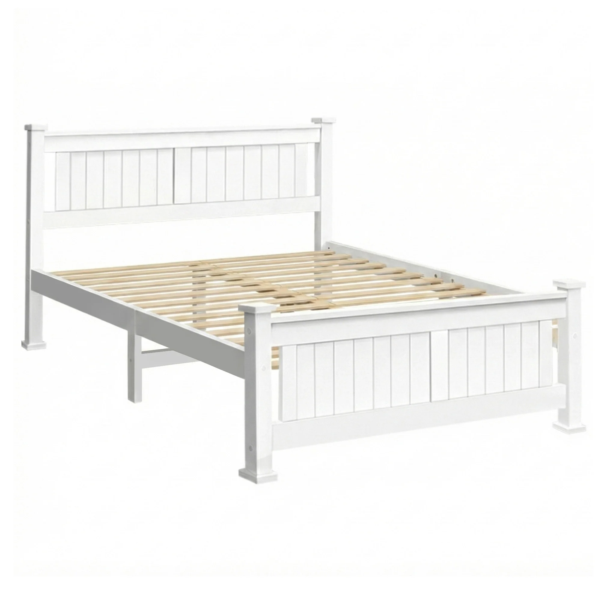 Artiss Bed Frame Queen Size Wooden White RIO - Image 2