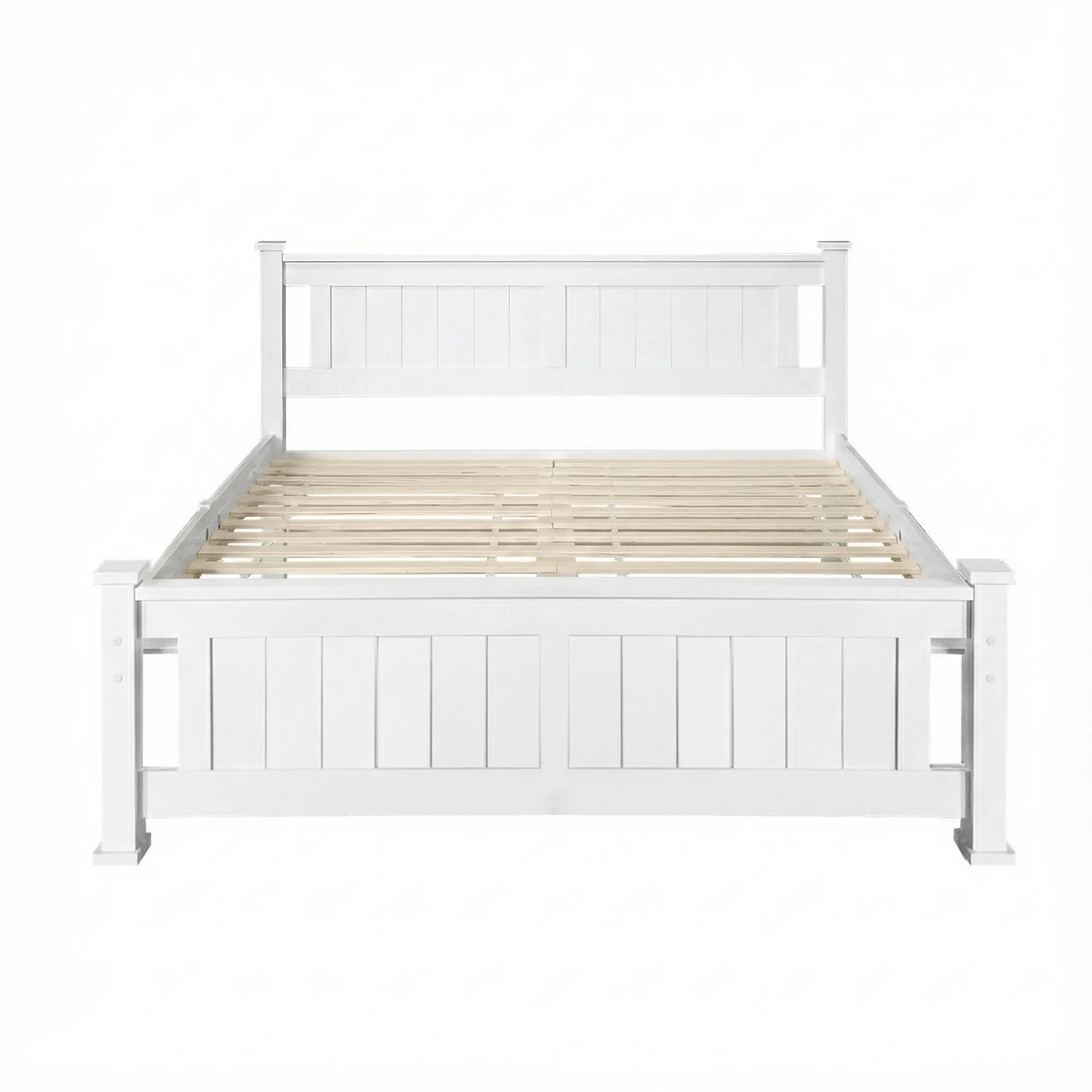Artiss Bed Frame Queen Size Wooden White RIO - Image 4