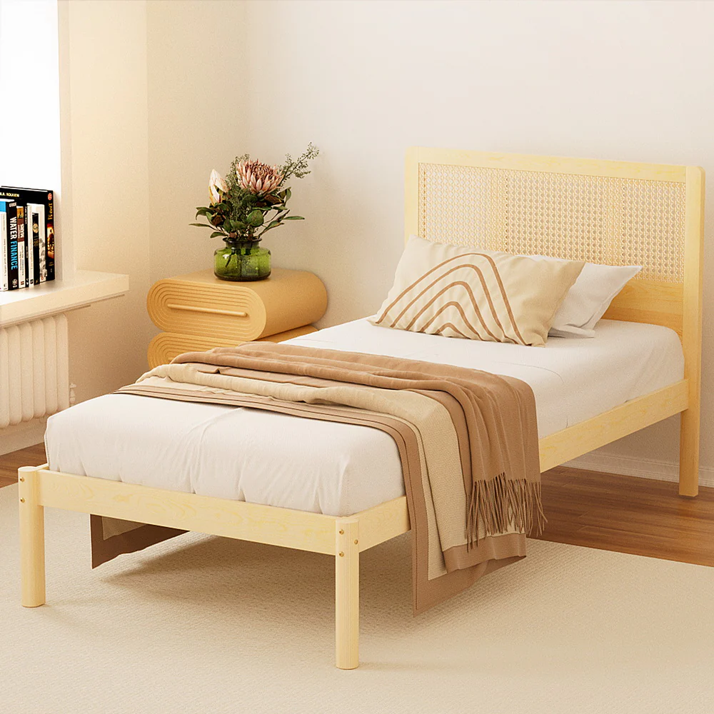 Artiss Bed Frame Single Size Rattan Wooden RITA - Image 5