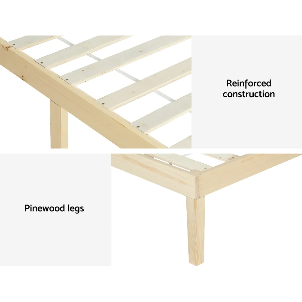 Artiss Bed Frame Single Size Wooden Base Mattress Platform Timber Pine BRUNO - Image 6