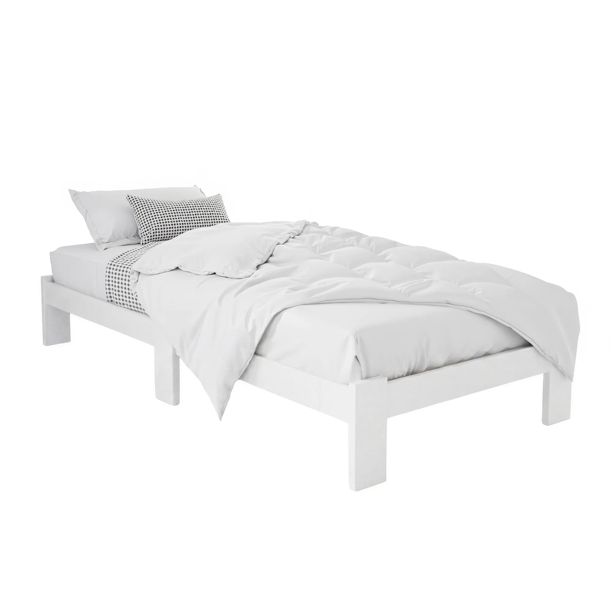 Artiss Bed Frame Single Size Wooden White JADE - Image 2