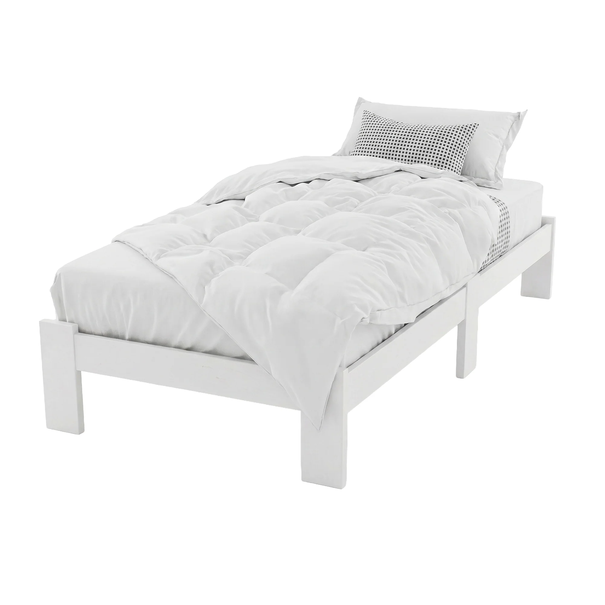 Artiss Bed Frame Single Size Wooden White JADE - Image 4