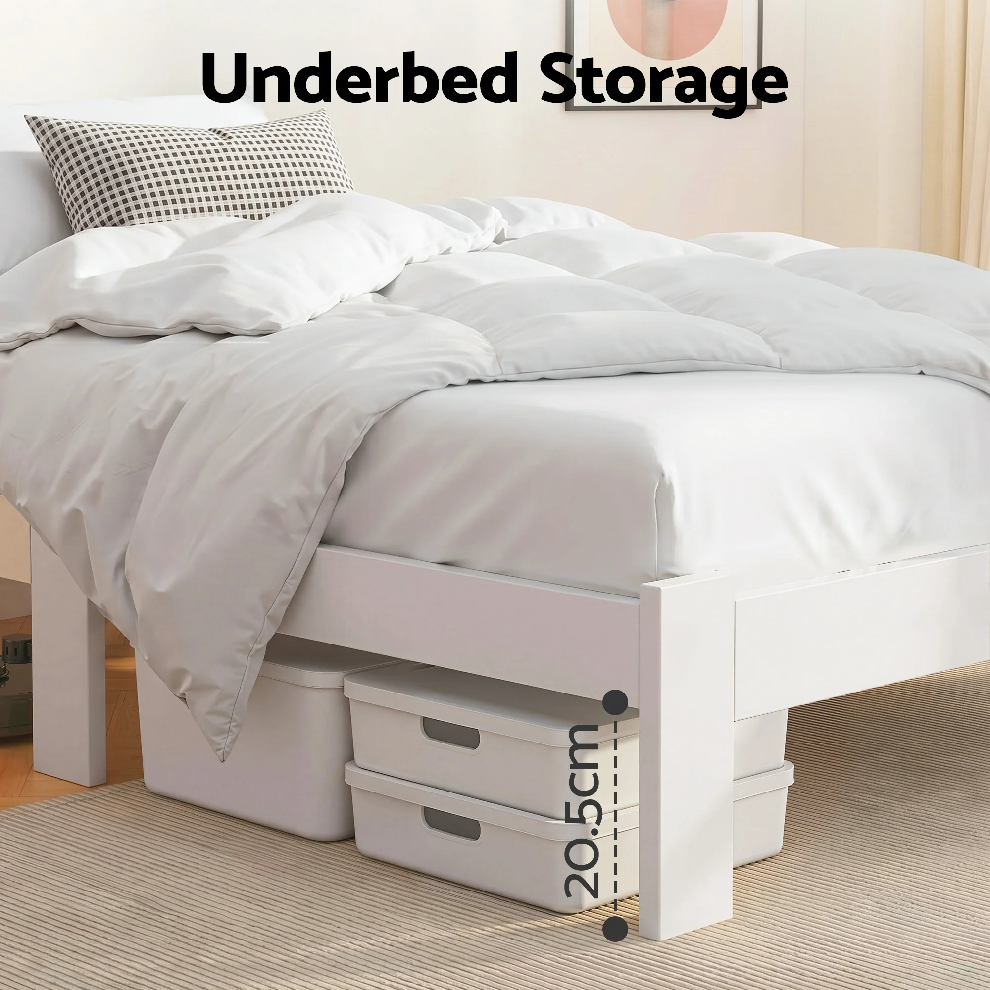 Artiss Bed Frame Single Size Wooden White JADE - Image 5