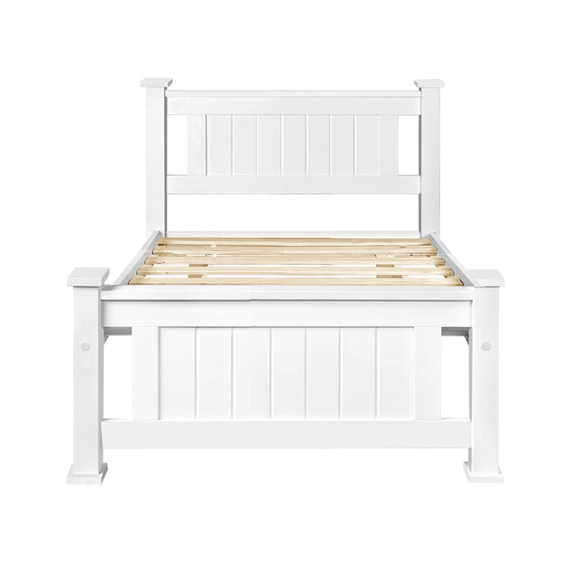 Artiss Bed Frame Single Size Wooden White RIO - Image 4