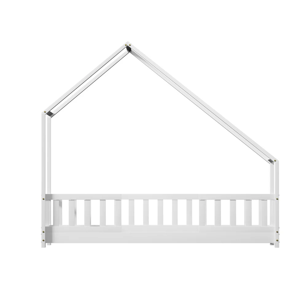 Artiss Bed Frame Wooden Kids House Single Frame White PAVO - Image 3
