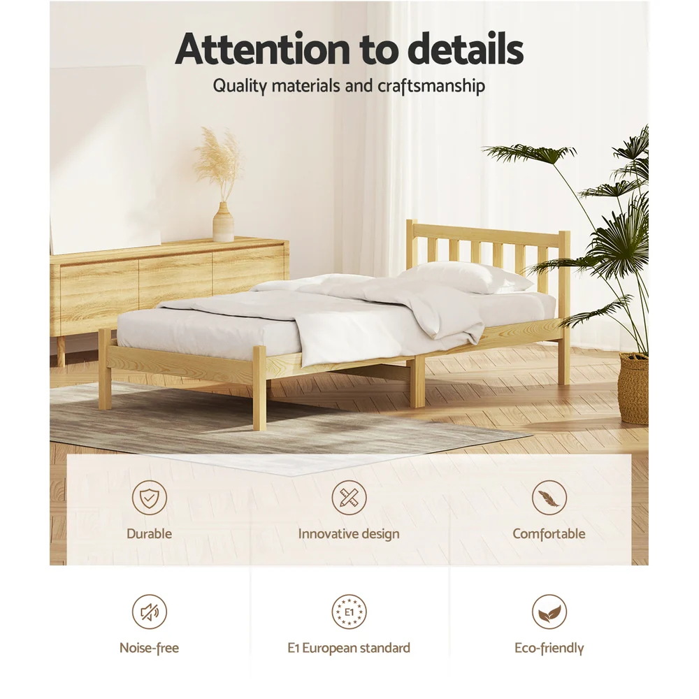 Artiss Bed Frame Single Size Wooden Oak SOFIE - Image 4