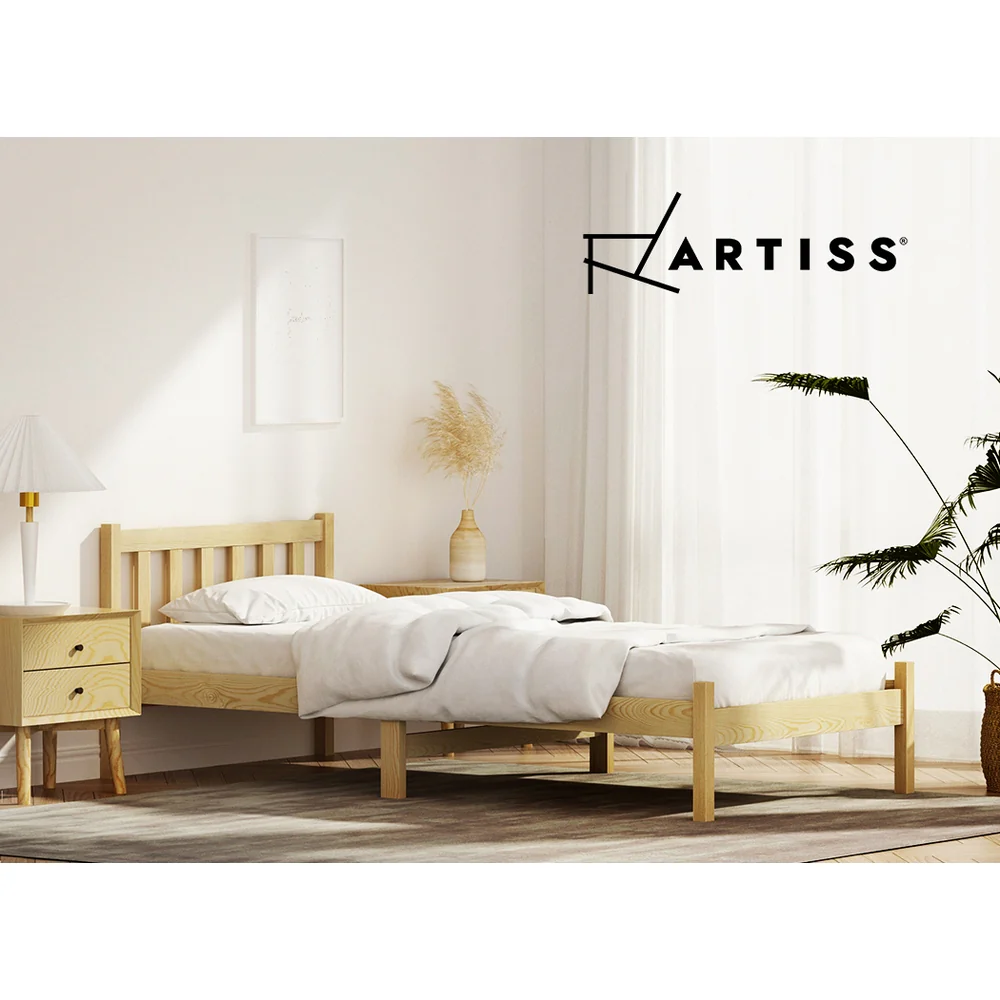 Artiss Bed Frame Single Size Wooden Oak SOFIE - Image 7