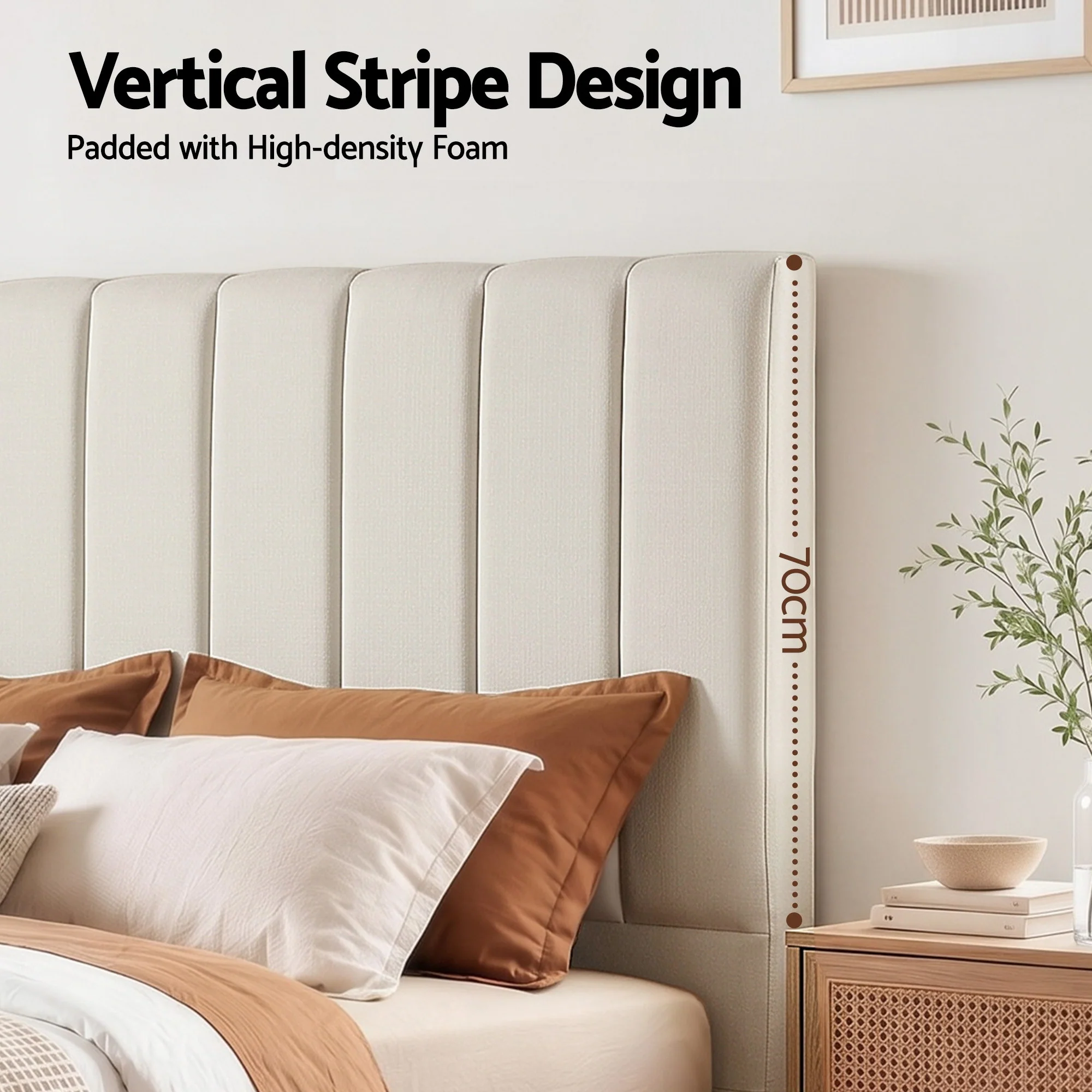 Artiss Bed Head Headboard Double Linen 137CM - Beige - Image 6
