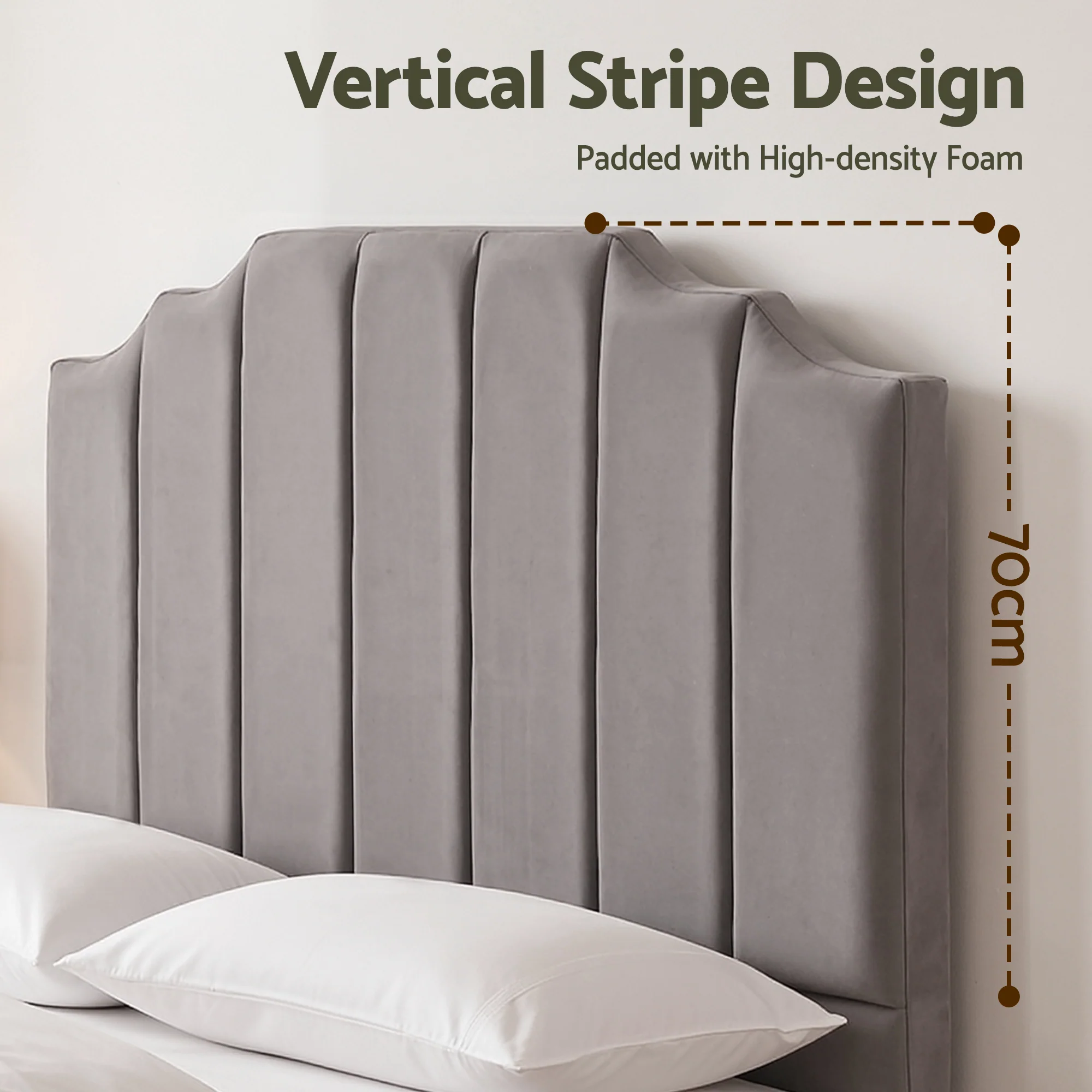 Artiss Bed Head Headboard Double Velvet 138CM - Grey - Image 6