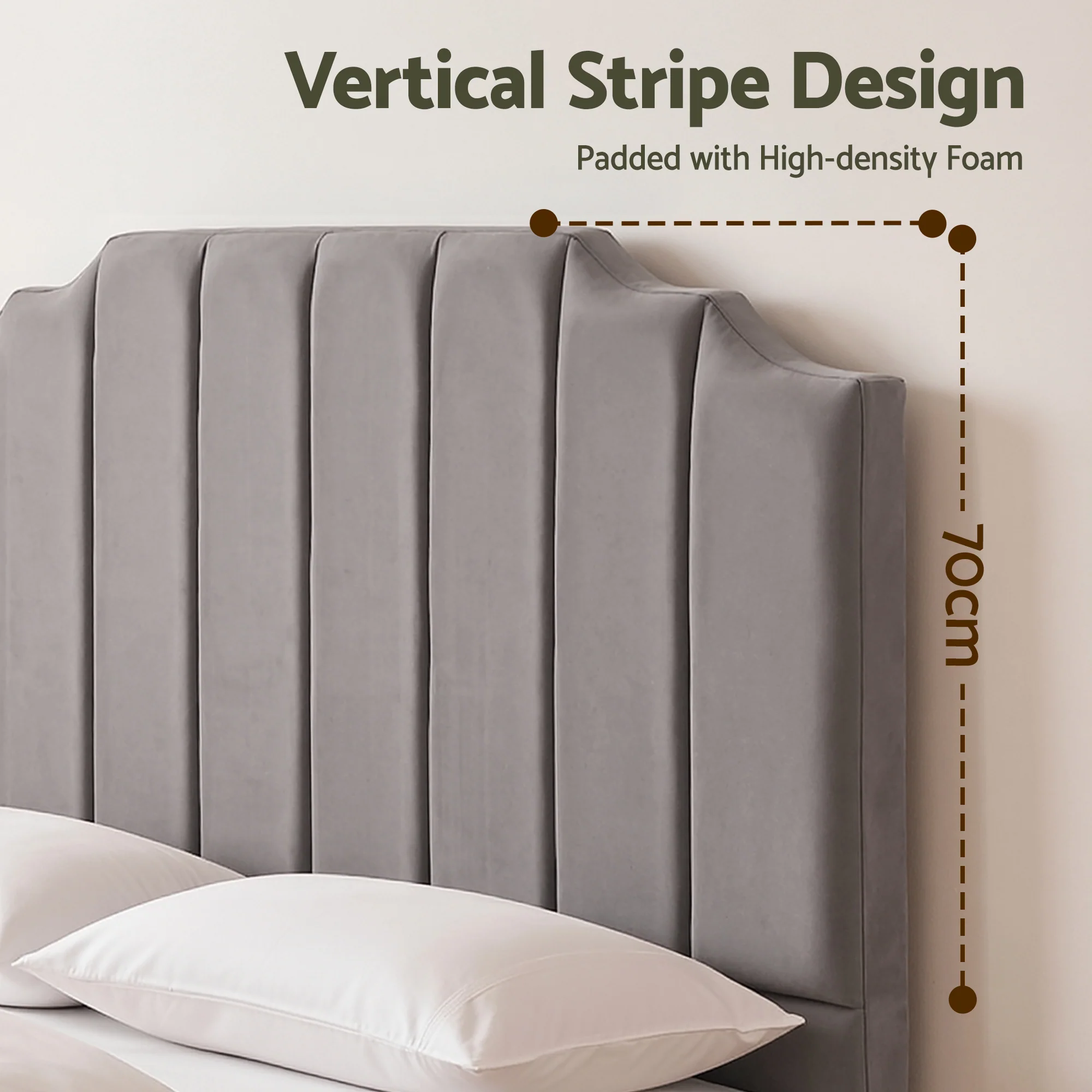 Artiss Bed Head Headboard Queen Velvet 153CM - Grey - Image 6