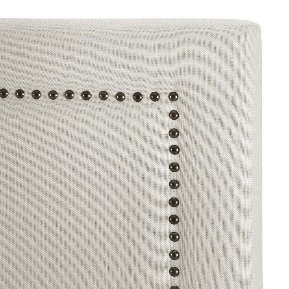 Artiss Bed Head Bed Frame Headboard King Fabric - RIVE Beige White - Image 3