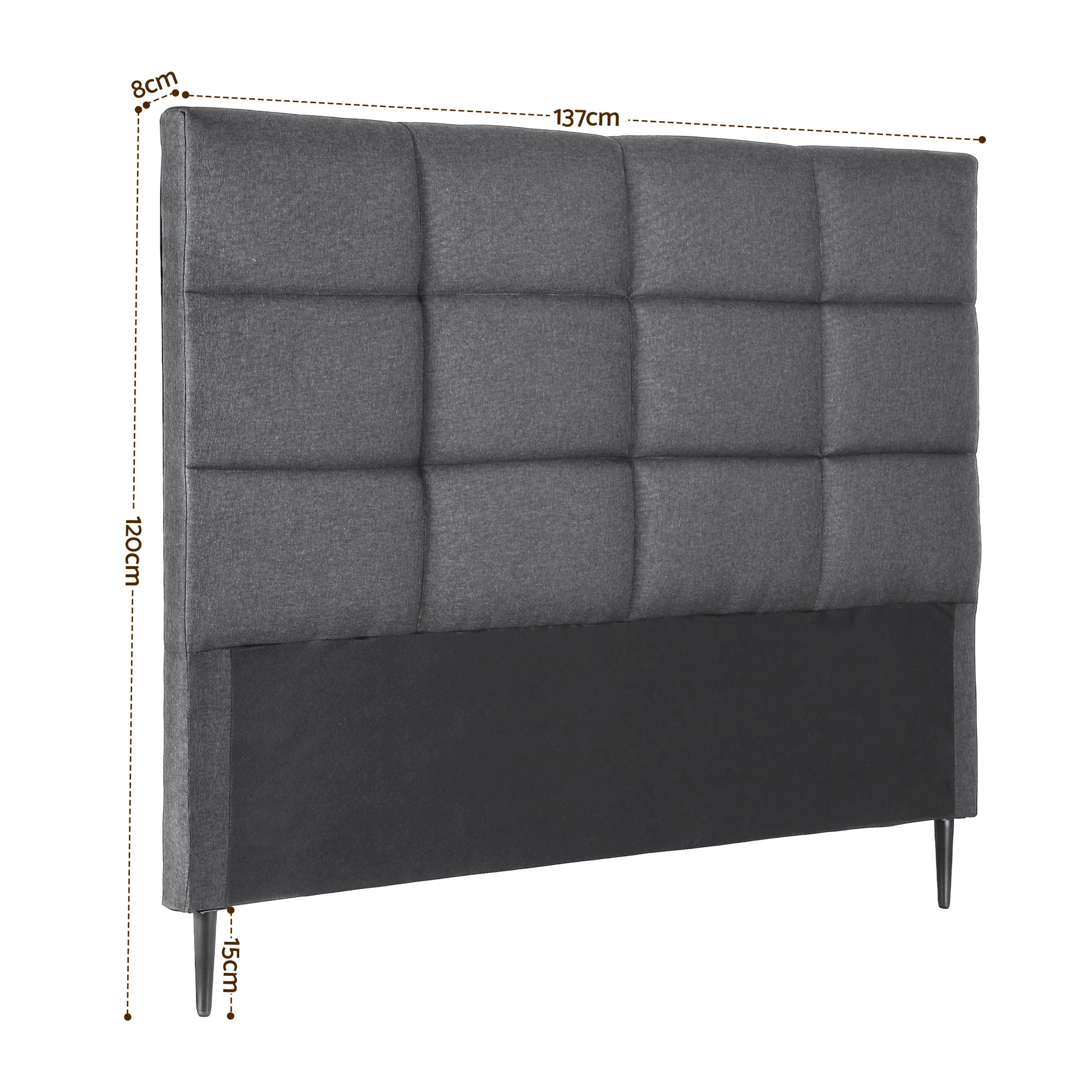 Artiss Bed Headboard Double Bedhead Linen Fabric Charcoal - Image 3
