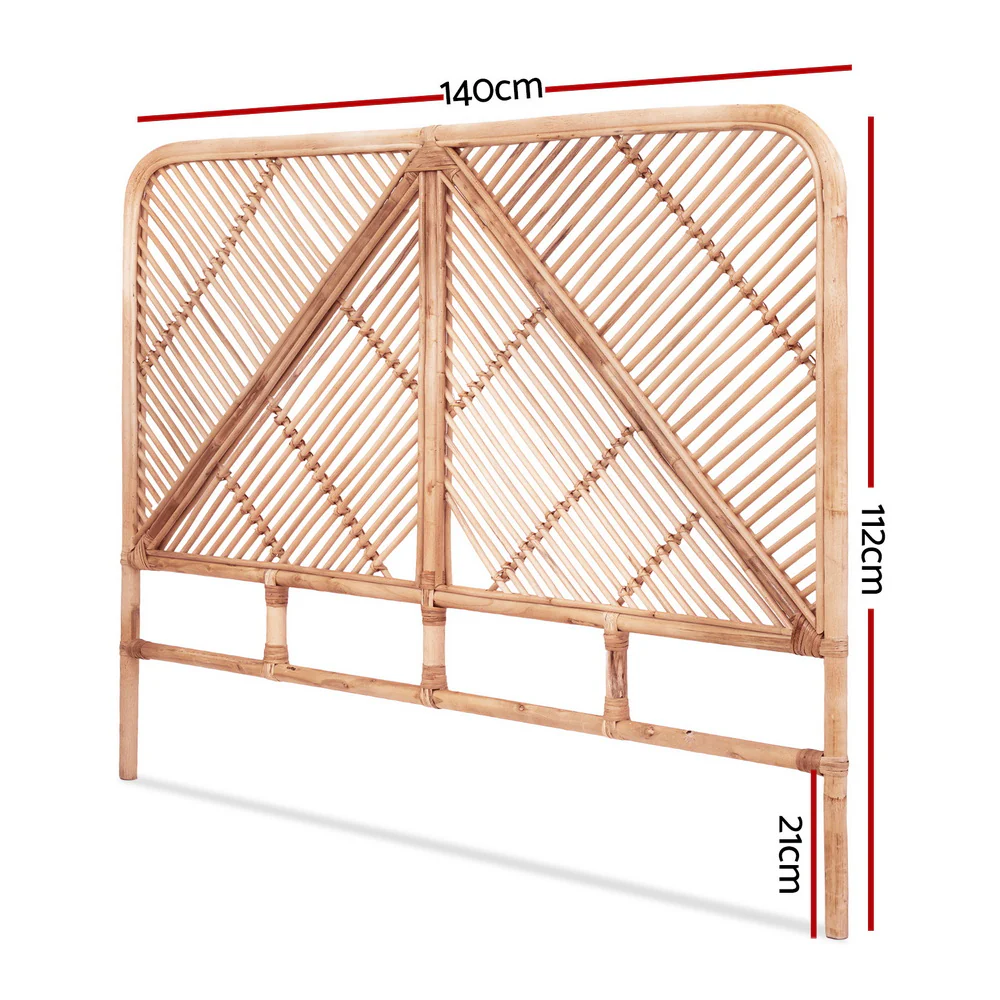 Artiss Bed Headboard Double Bedhead Rattan - FRED Pine - Image 3