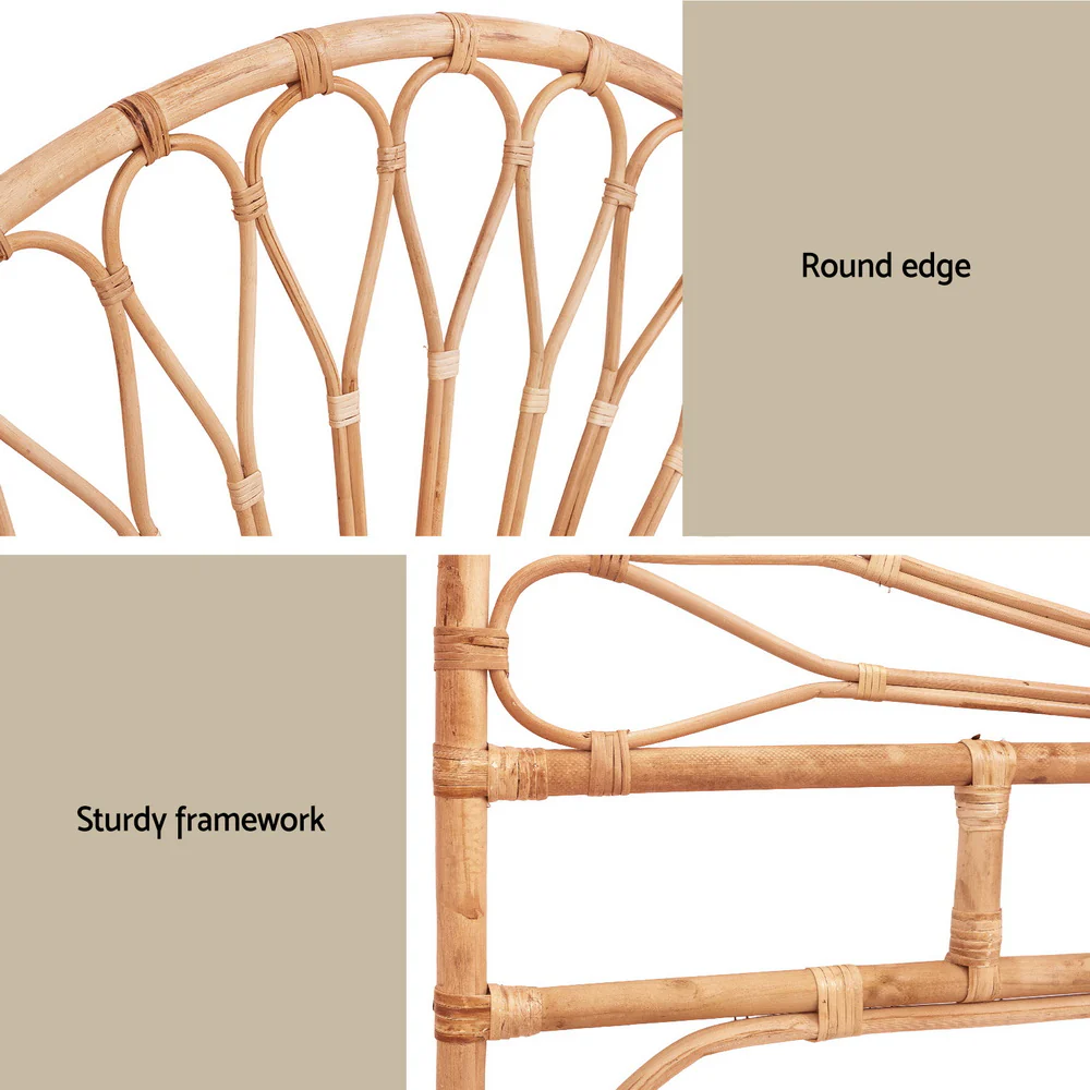 Artiss Bed Headboard Queen Bedhead Rattan - MARI Pine - Image 6