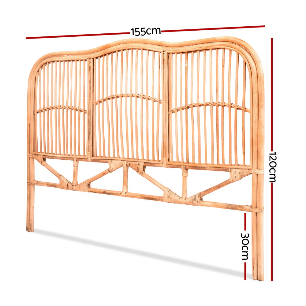Artiss Bed Headboard Queen Bedhead Rattan - NERO Pine - Image 2