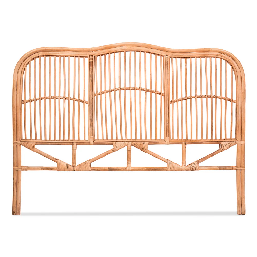 Artiss Bed Headboard Queen Bedhead Rattan - NERO Pine - Image 3