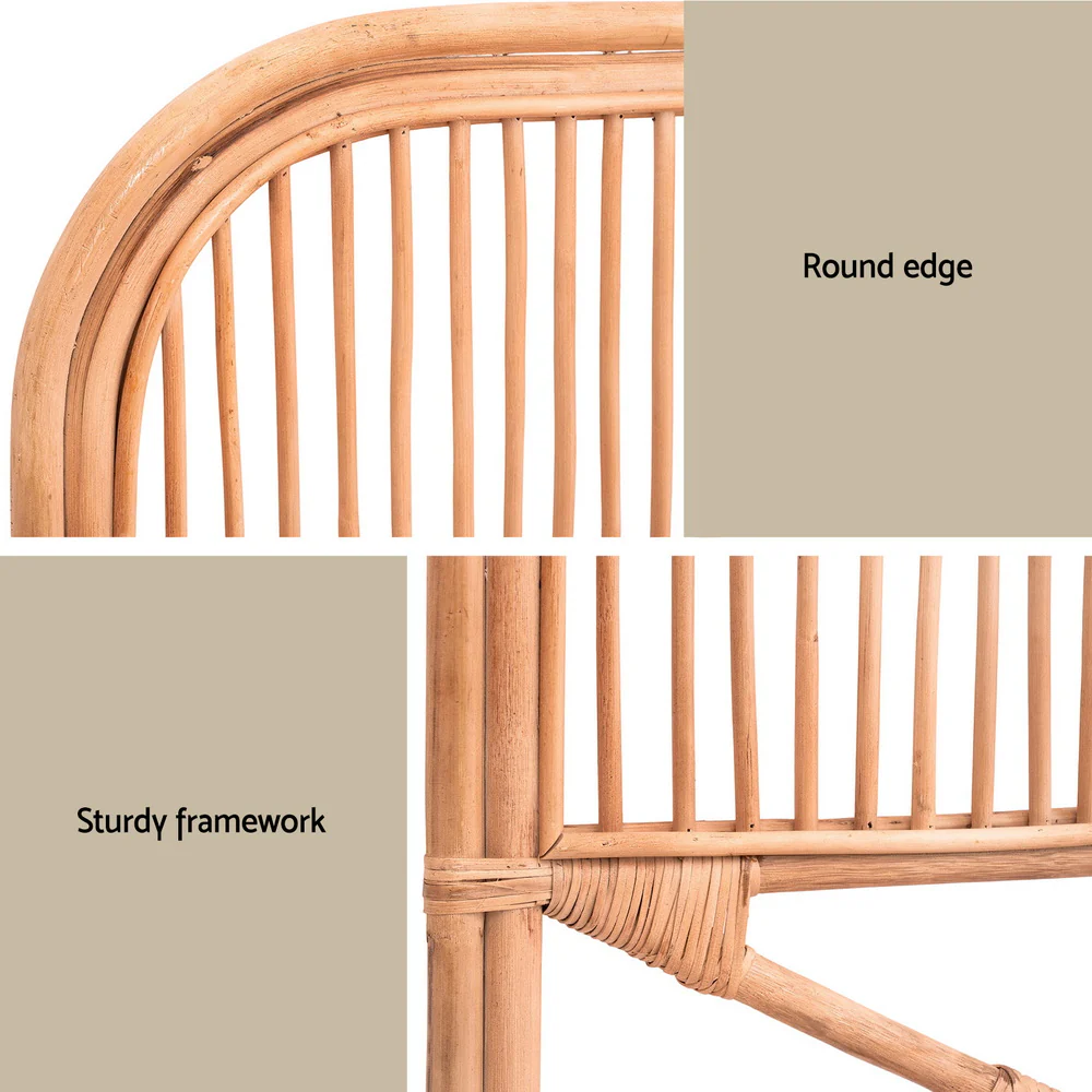Artiss Bed Headboard Queen Bedhead Rattan - NERO Pine - Image 6